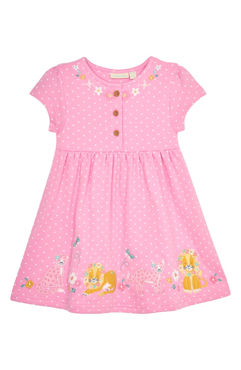 JOJO MAMAN BEBE Polka Dot Cats Appliqué Cotton Dress, Main, color, 