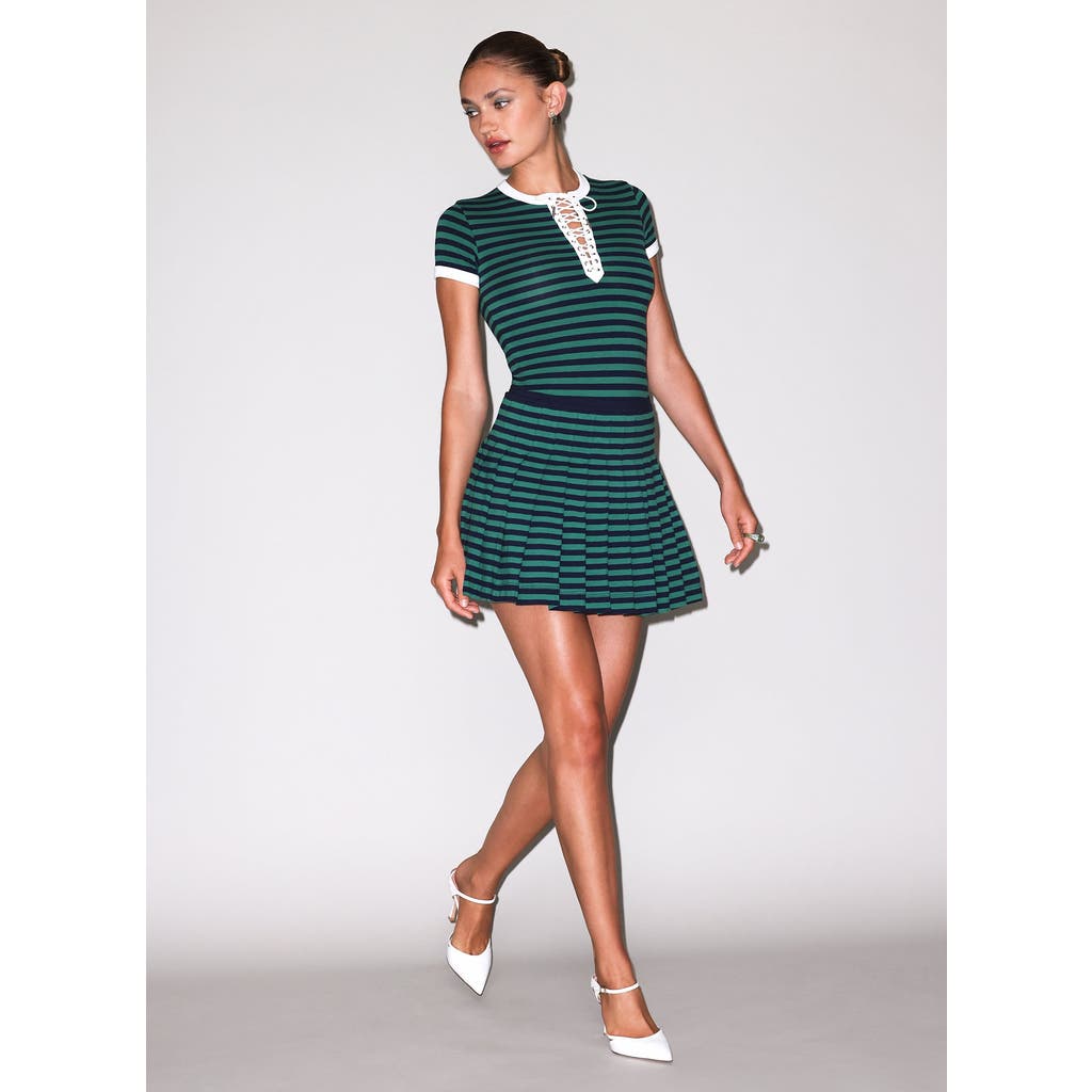Fleur Du Mal Ivy Pleated Skirt In Lucky Midnight Navy