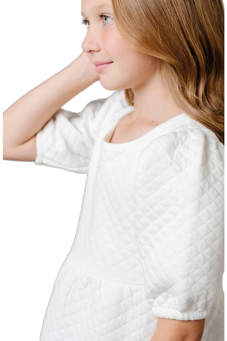 Girls' Quilted Puff Sleeve Dress, Kids, Alternate, color, Soft White Quilted