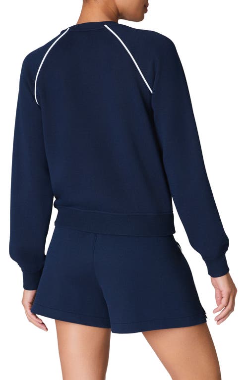 Spanx Airpique Crewneck Sweatshirt In Timeless Navy