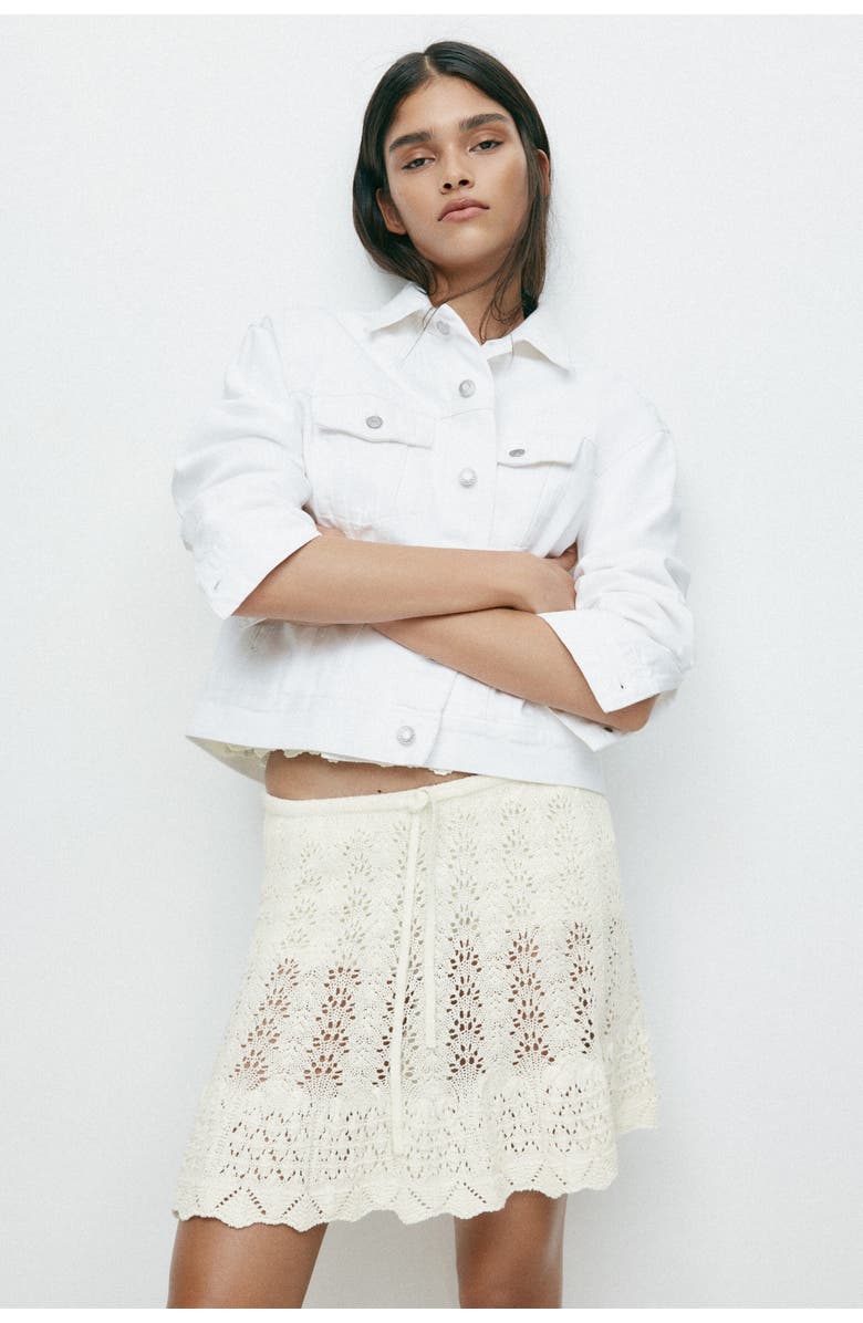 H&M Pointelle-knit Skirt, Alternate, color, White
