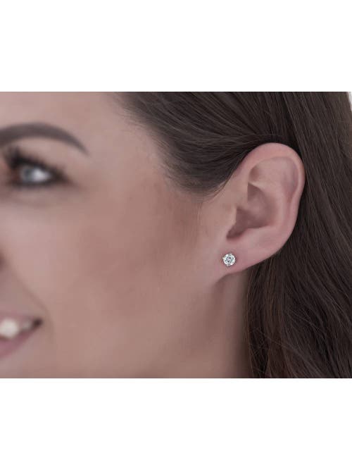 Bliss Diamond Certified 1 1/2ct Round Cut Diamond Studs In Silver