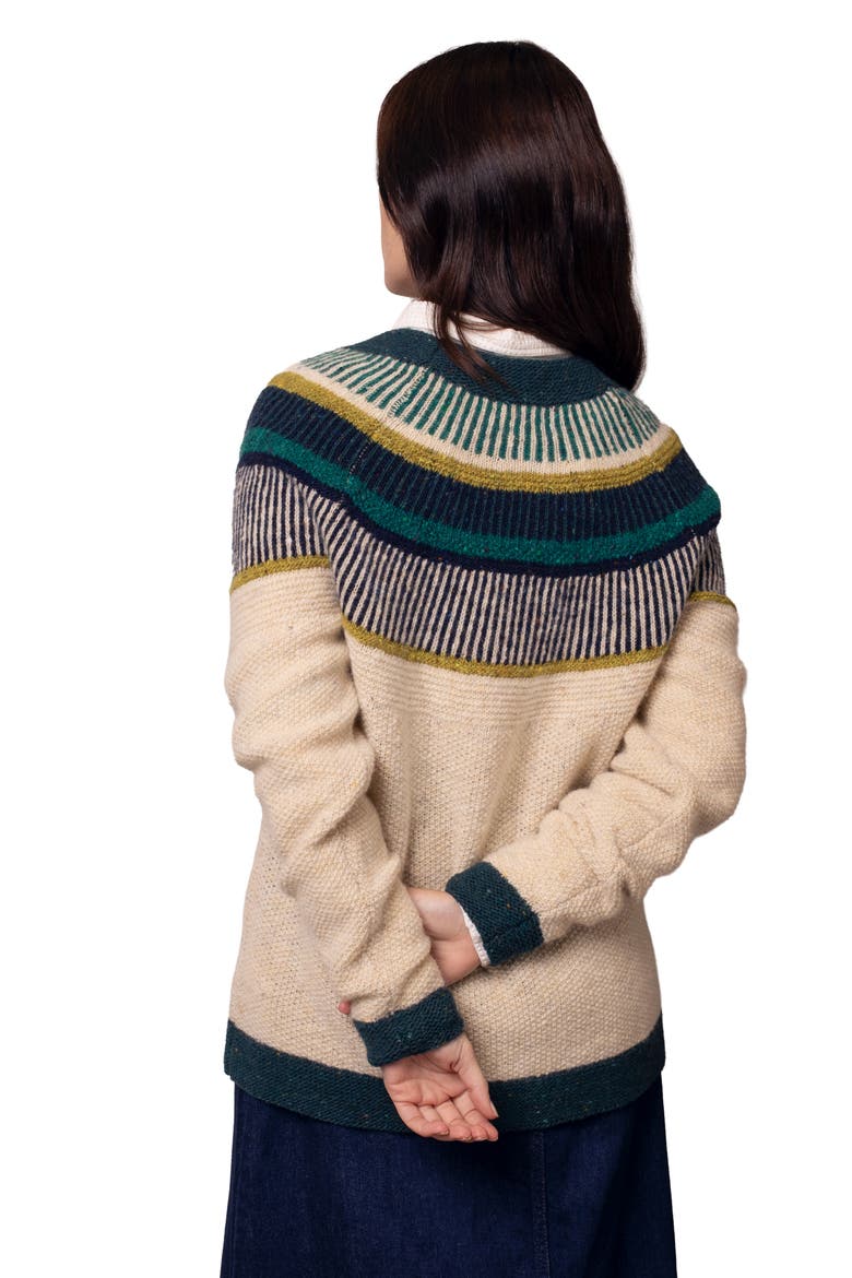 Statement Donegal Sweater, Alternate, color, Oatmeal / Emerald