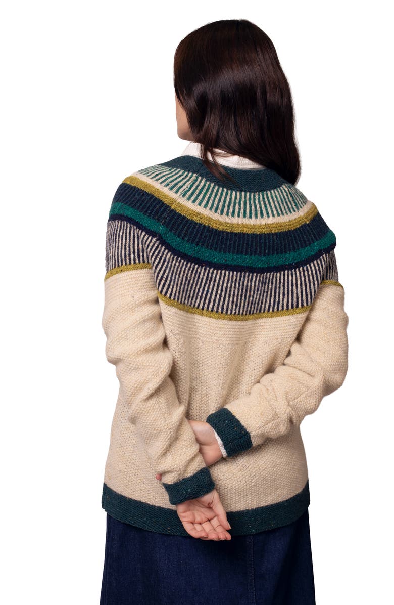 Celtic & Co. Statement Donegal Sweater, Alternate, color, Oatmeal / Emerald