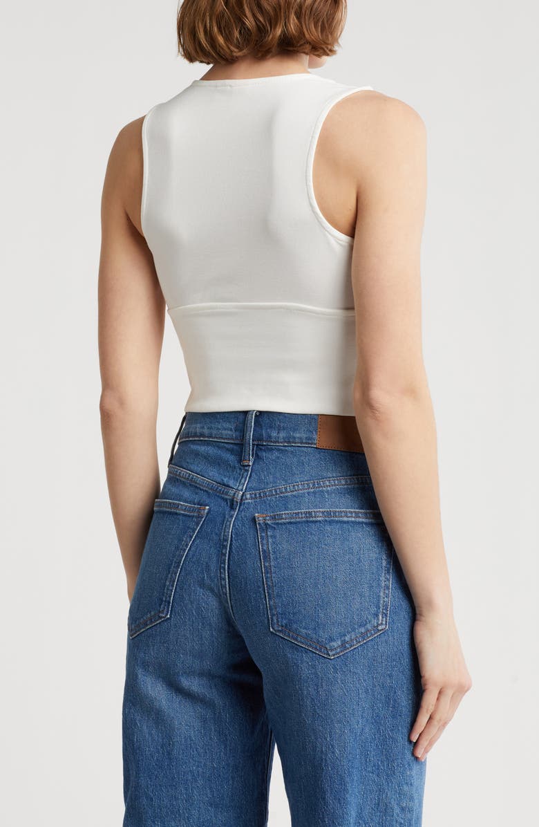 Love By Design Jade Deep V-Neck Crop Top, Alternate, color, White Sand