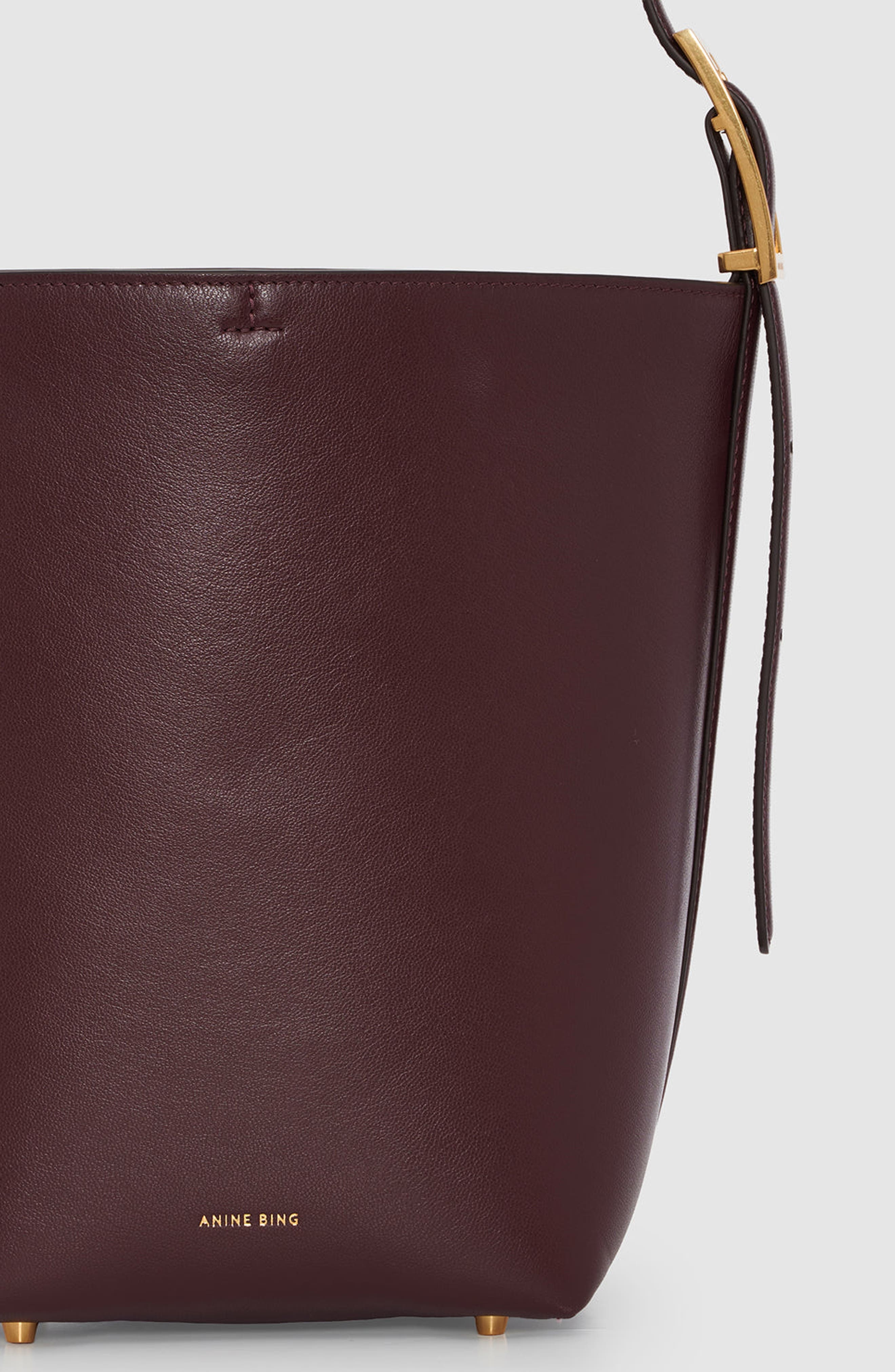 Elly Medium Grained Leather Bucket Bag, Alternate, color, Fig