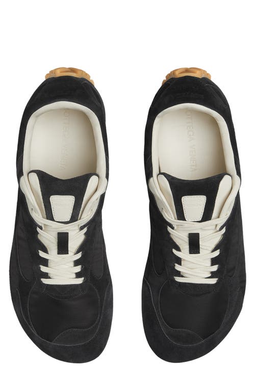 Bottega Veneta Black Suede And Nylon Orbit Flash Sneakers In Blue