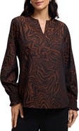 Foxcroft Alicia Zebra Print Cotton Blend Popover Top
