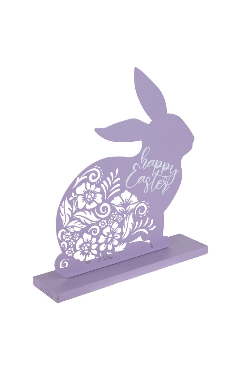 Northlight Happy Easter Floral Cut-Out Bunny Decoration - 13", Alternate, color, Purple