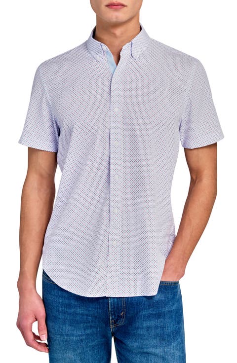 Dot Stretch Woven Short Sleeve Shirt