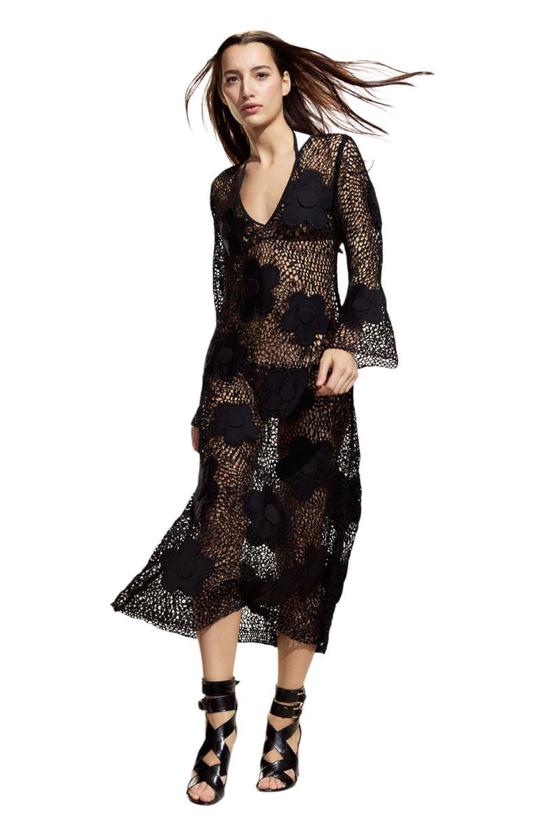 Cynthia Rowley Ibiza Crochet Cover Up, Main, color, Black