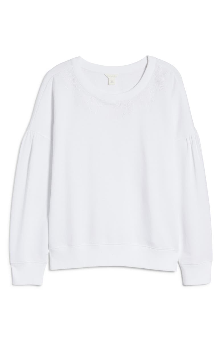 Caslon<sup>®</sup> Embroidered Crew Pullover, Alternate, color,