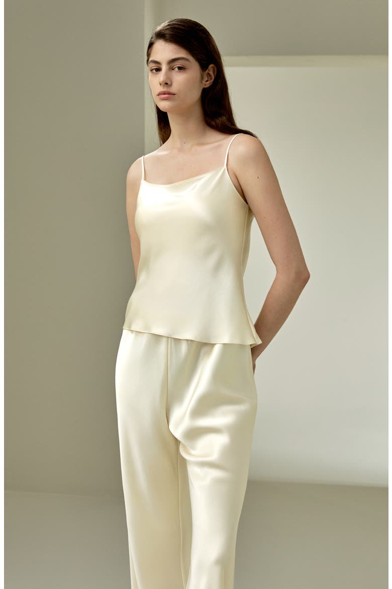 Women's Double-Faced Silk Charmeuse Camisole, Alternate, color, Lily White