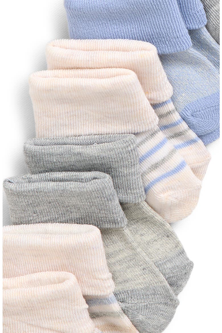 Assorted 8-Pack Marled Cuffed Crew Socks, Alternate, color, NATURAL