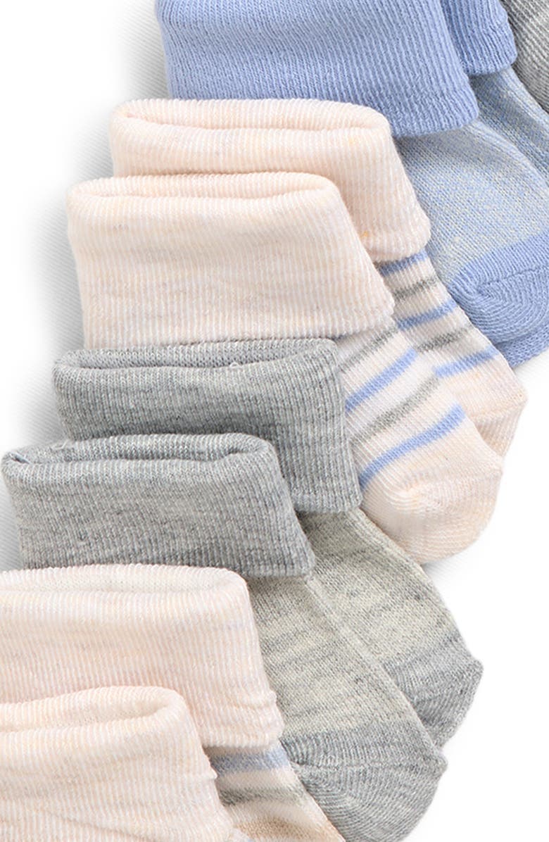 Capelli New York Assorted 8-Pack Marled Cuffed Crew Socks, Alternate, color, Natural
