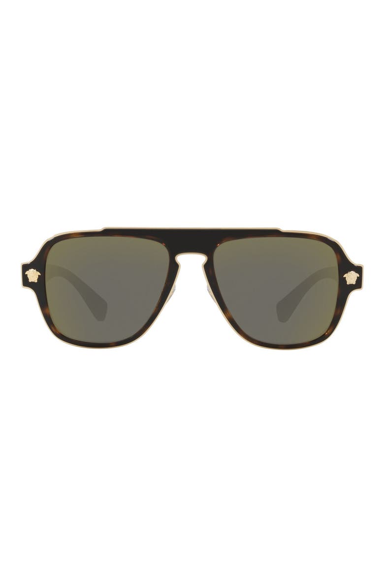 56mm Mirrored Aviator Sunglasses, Main, color, DARK HAVANA/ GREY GOLD MIRROR