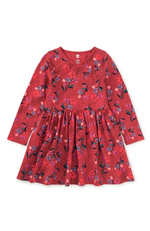 Long Sleeve Wrap Neck Dress (Toddler, Little Kid & Big Kid)