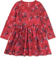 Tea Collection Long Sleeve Wrap Neck Dress
