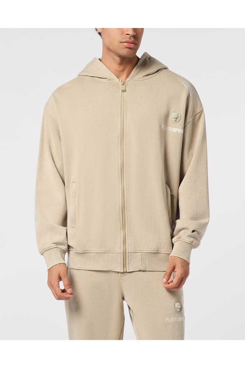 Hoodie Sweat Jacket Men, Main, color, beige