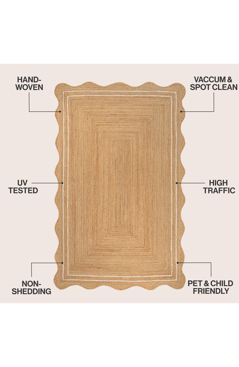 JONATHAN Y Seaside Cottage Scallop Edge Jute Area Rug, Alternate, color, Natural/White