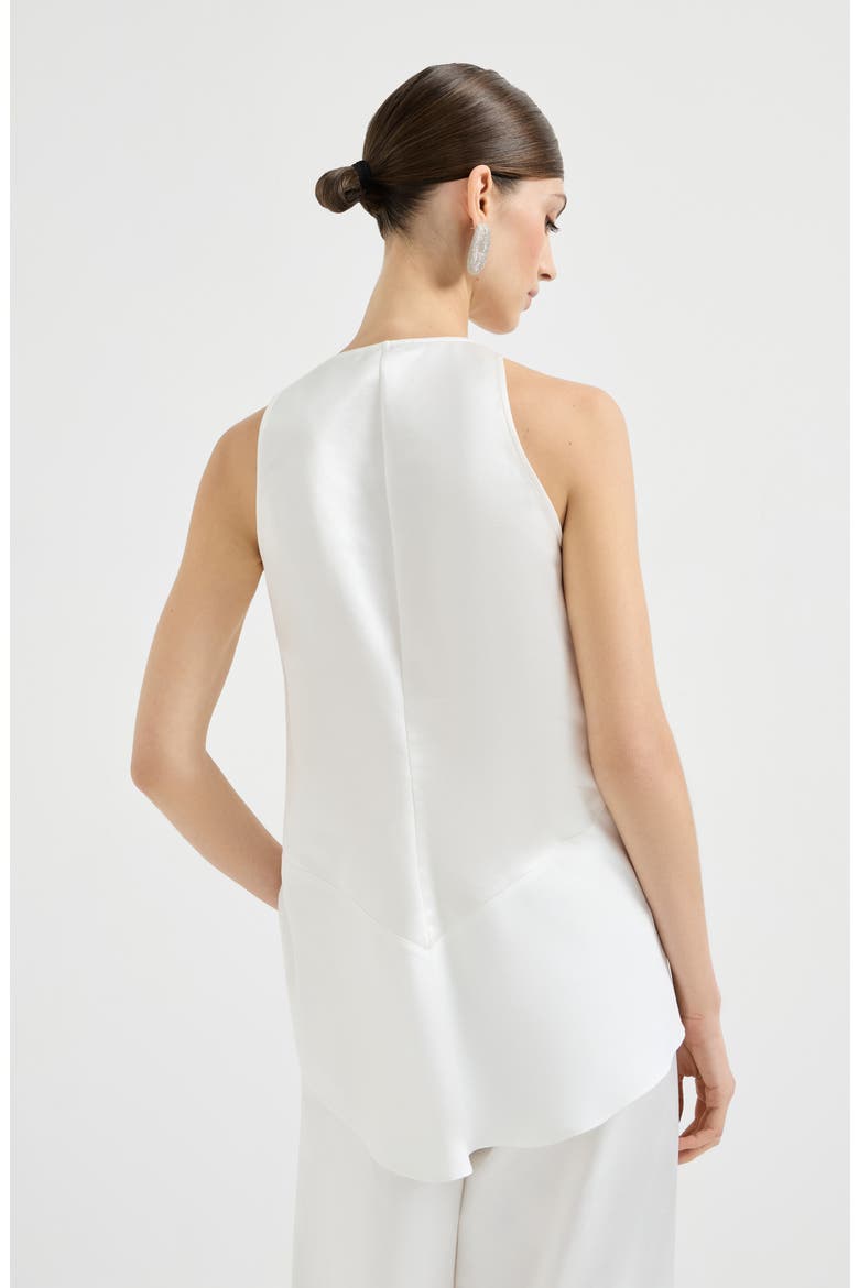Satin top, Alternate, color, White