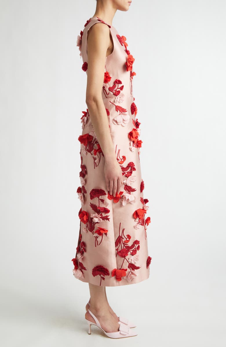 Erdem 3D Floral Appliqué Mikado Gown, Alternate, color, Blush