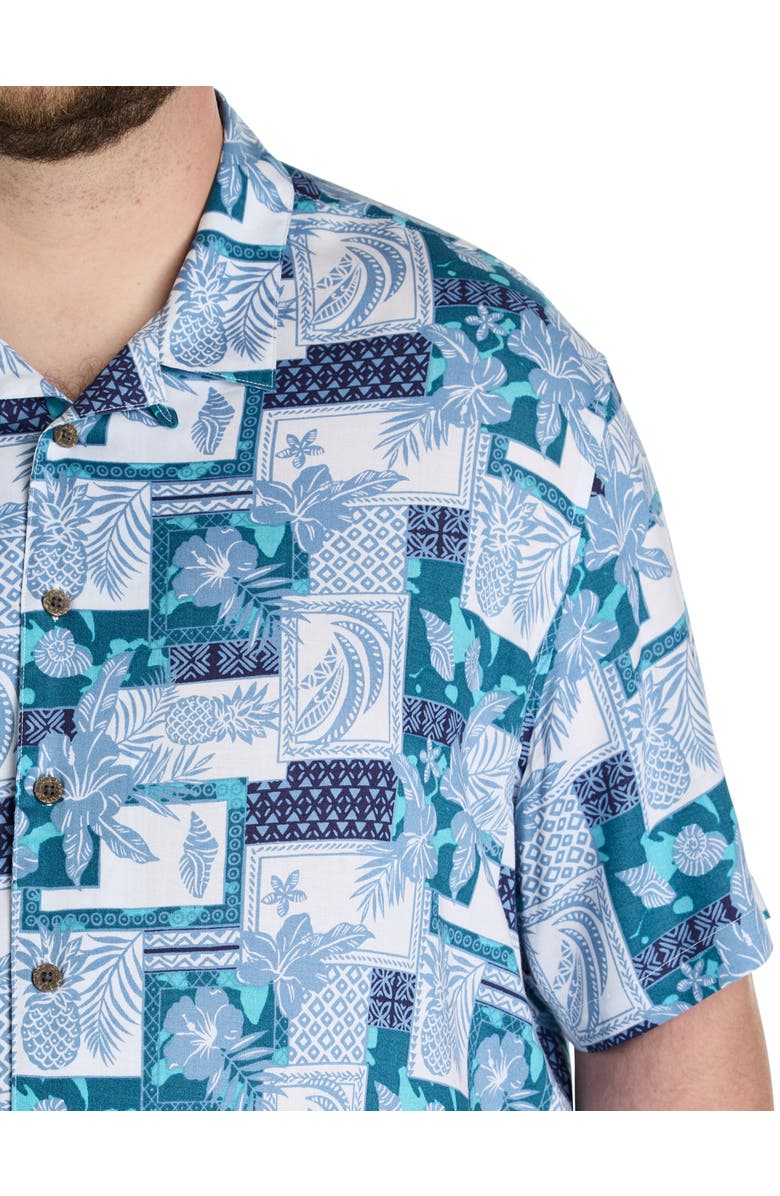 Oak Hill by DXL Big & Tall  Tropical Printed Sport Shirt, Alternate, color, Blue Multi