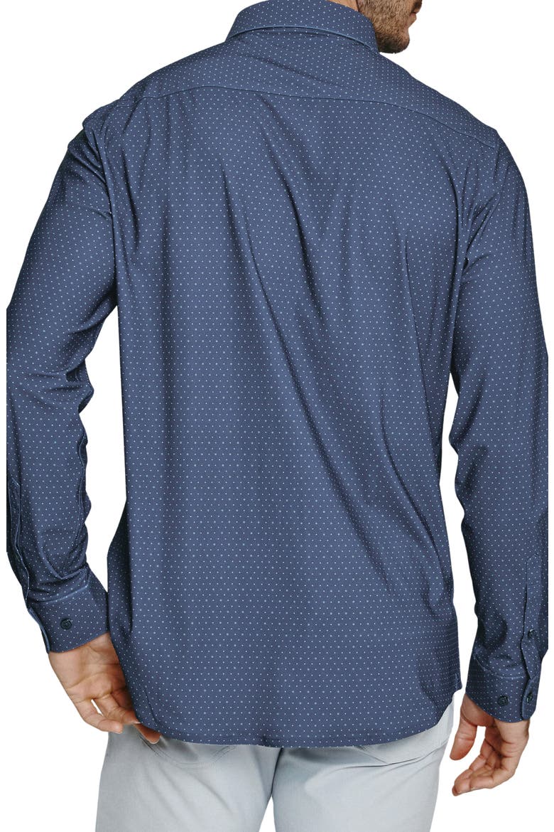 Anton Dot Print Performance Button-Up Shirt, Alternate, color, NAVY