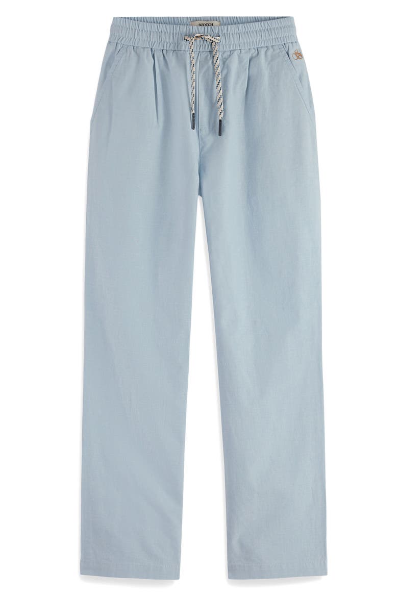 Kids' Loose Cotton & Linen Tapered Leg Drawstring Pants, Main, color, SPRING BLUE