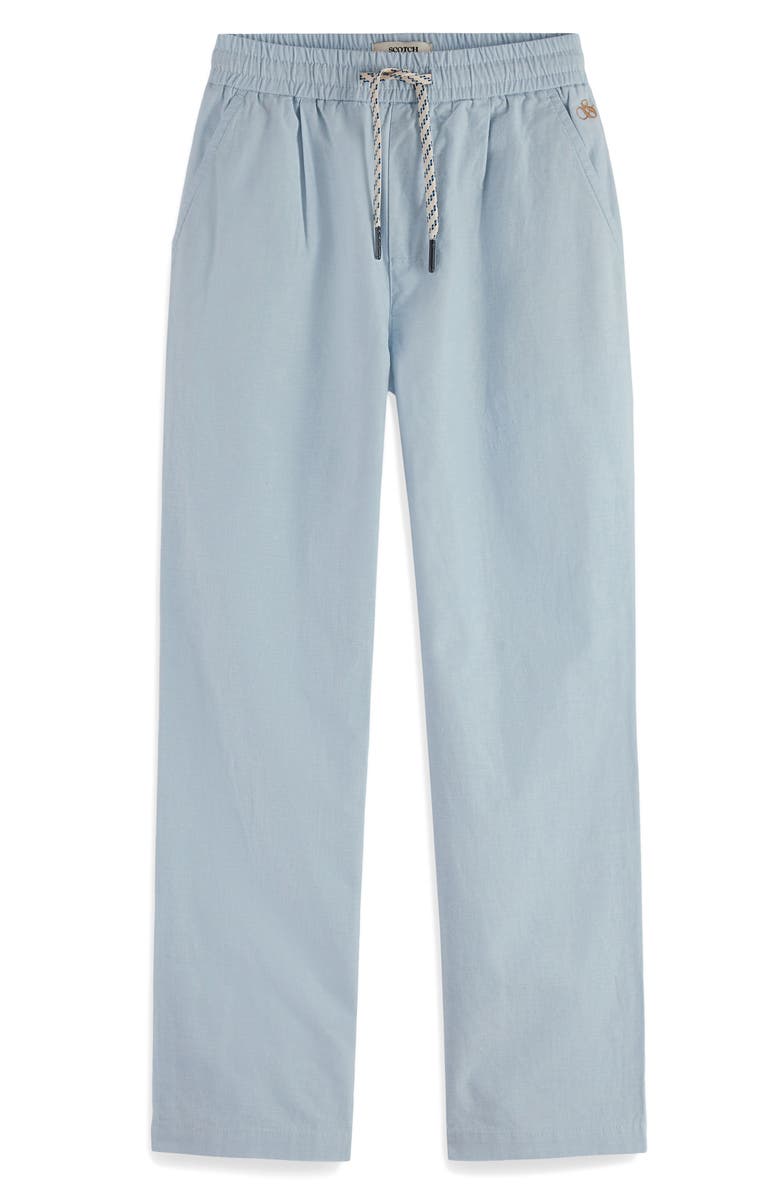 Scotch & Soda Kids' Loose Cotton & Linen Tapered Leg Drawstring Pants, Main, color, Spring Blue