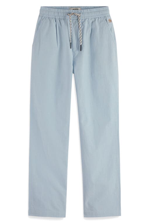 Scotch & Soda Kids' Loose Cotton & Linen Tapered Leg Drawstring Pants In Spring Blue
