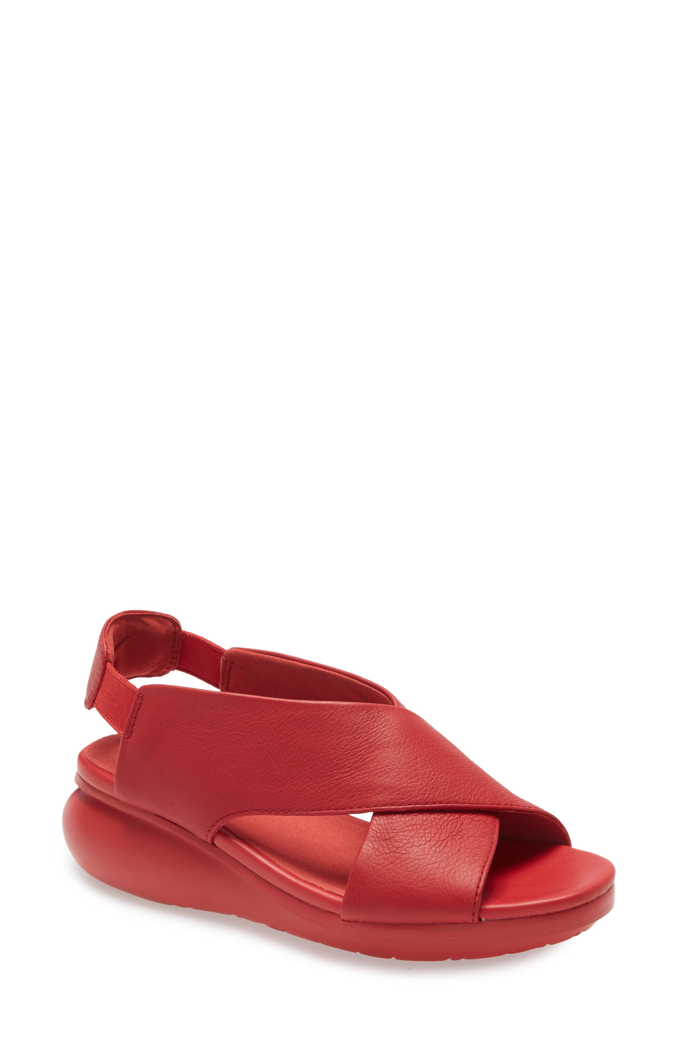 Balloon Slingback Wedge Sandal, Main, color, NEW RED LEATHER