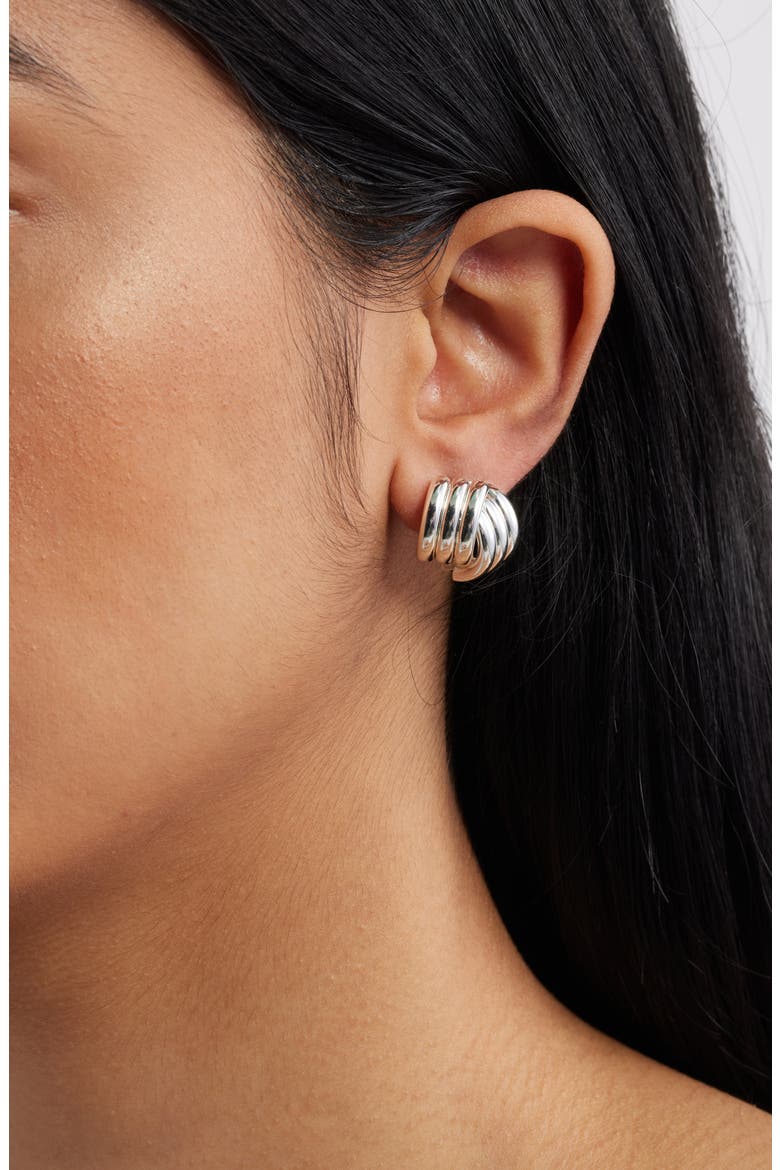 Double Rib Twist Stud Earrings, Alternate, color, SILVER