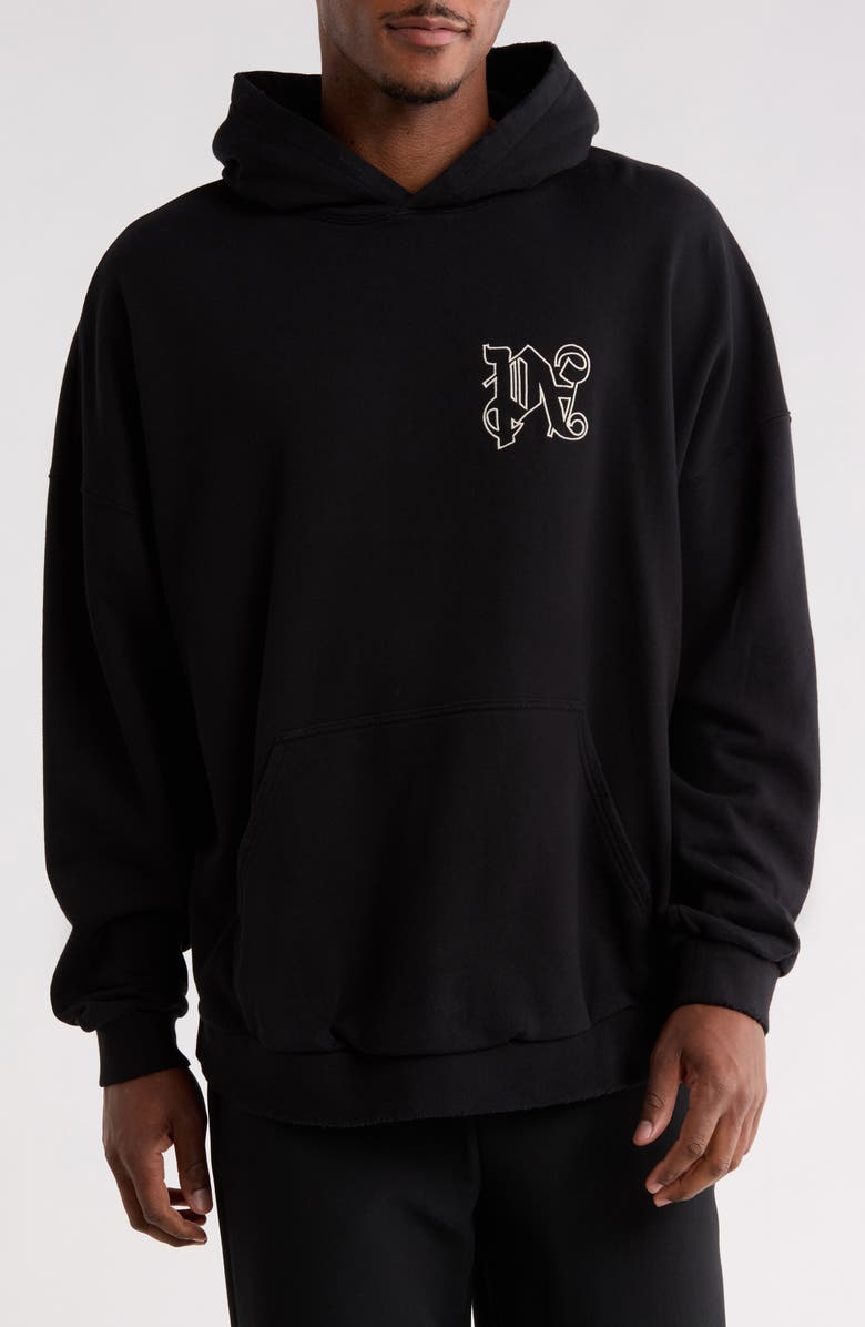 Palm Angels Graphic Hoodie, Main, color, Black/Beige