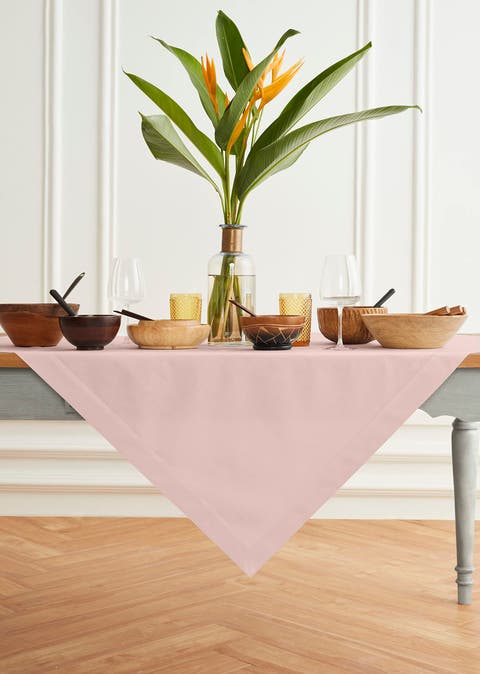 Cotton Linen Plain Table Throw 52 x 52 Inch - Dru