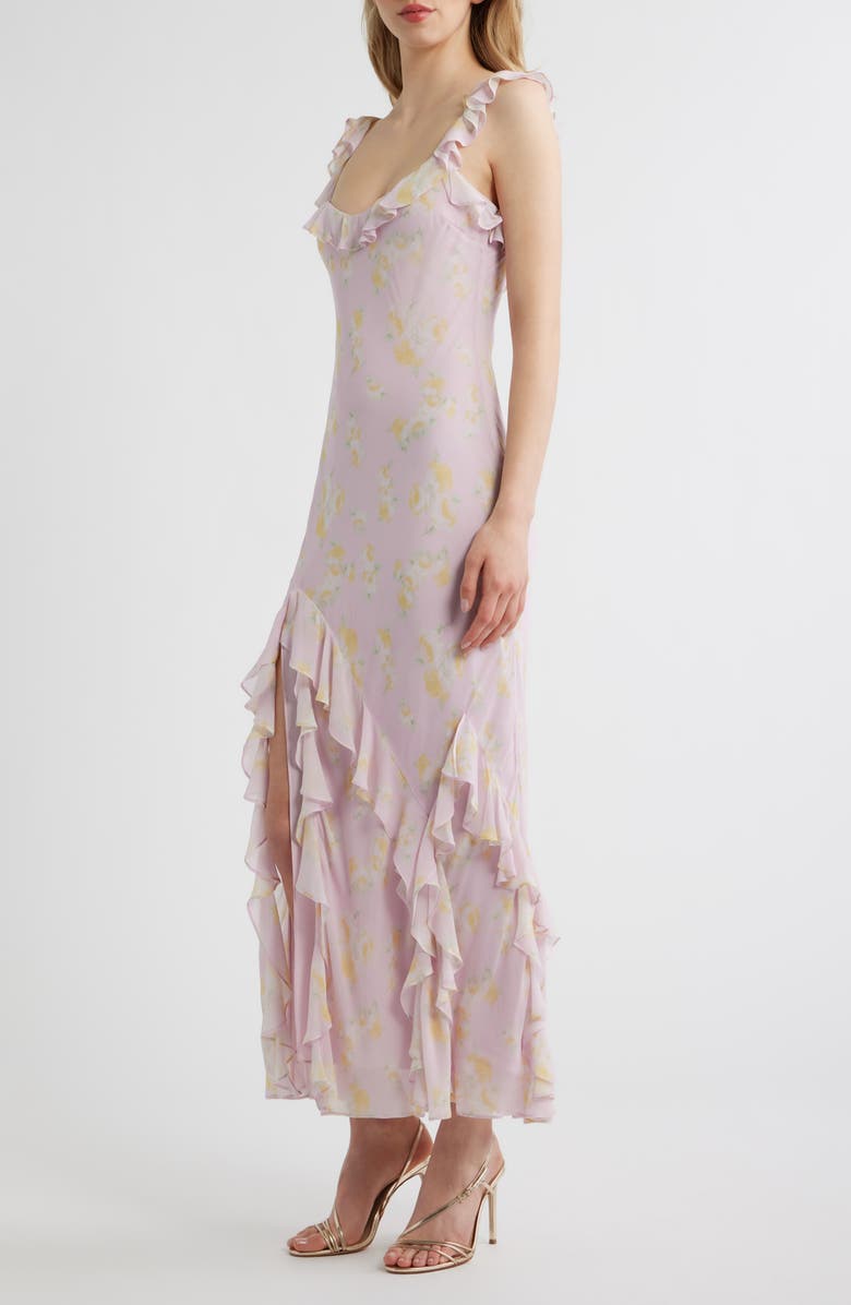 LoveShackFancy Roseline Ruffle Sleeveless Maxi Dress, Alternate, color, Wisteria Sun