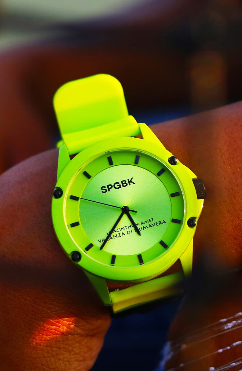 SPGBK Watches Pine Forest Silicone Strap Watch, 44mm, Alternate, color, 