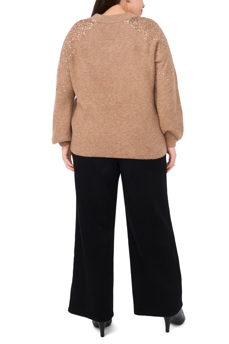 Sequin Cotton Sweater, Alternate, color, TAUPE