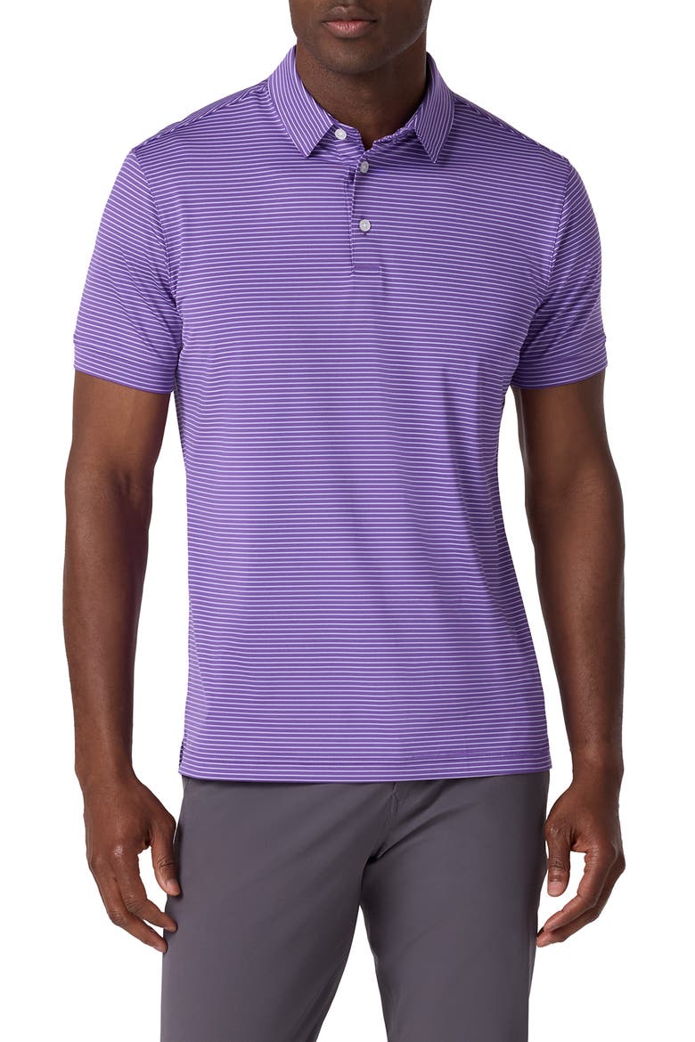 Versa Trim Fit Performance Golf Polo, Main, color, PURPLE ALTERNATING STRIPE