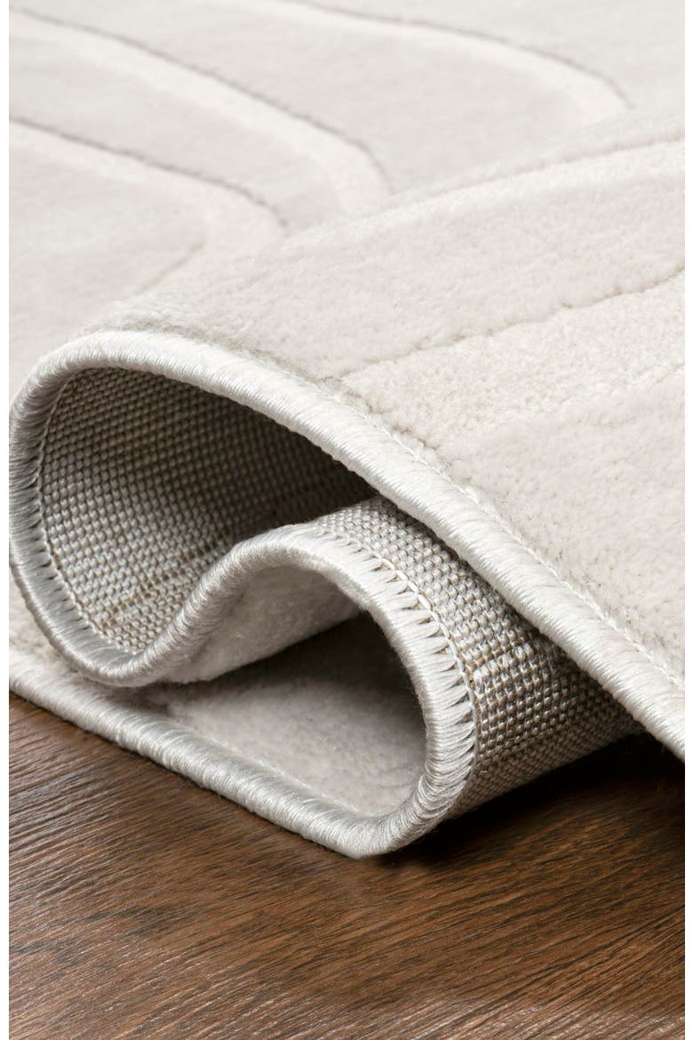 Alcina Modern Scandinavian Graphic Lines High-Low Area Rug, Alternate, color, White/Cream