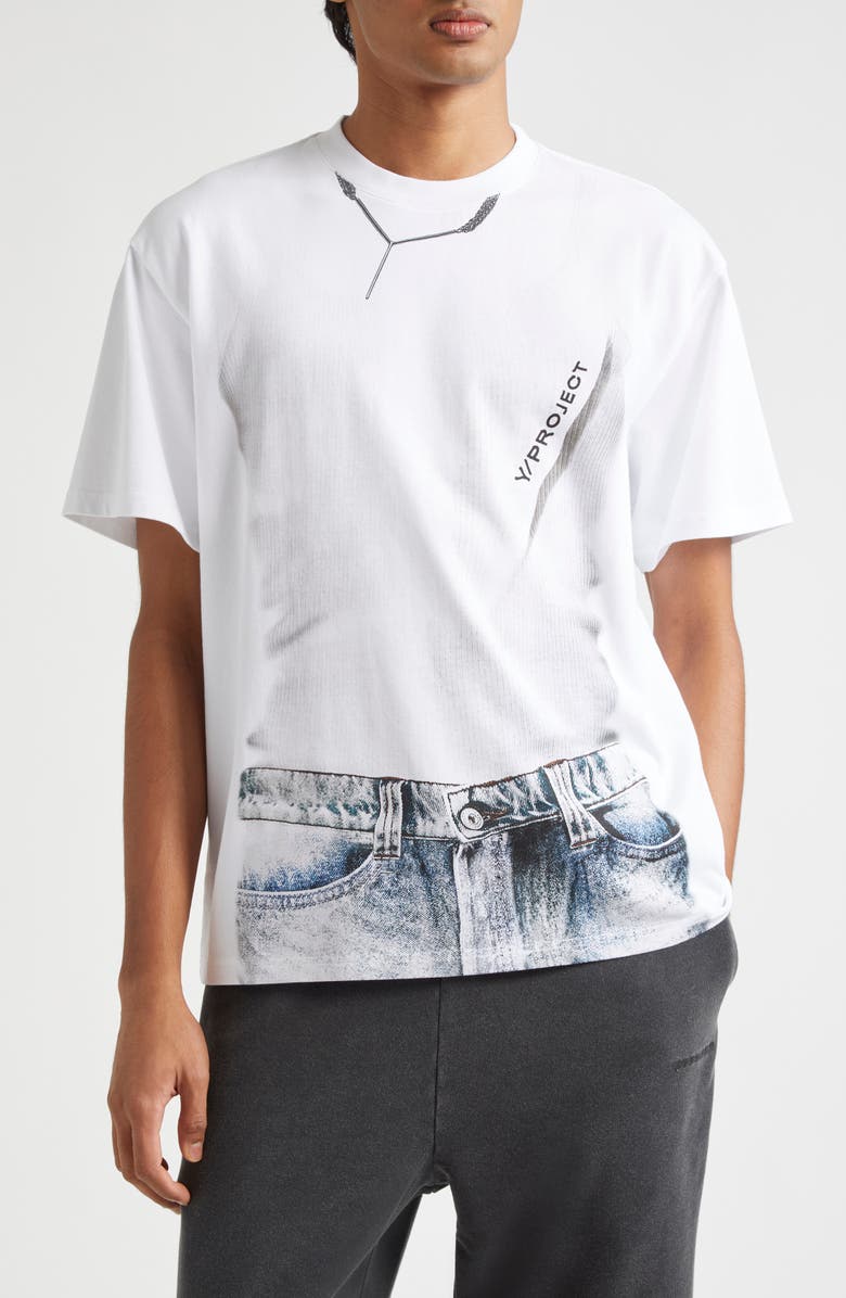 Y/Project Y Pendant Trompe l'Oeil Organic Cotton Graphic T-Shirt, Main, color, 