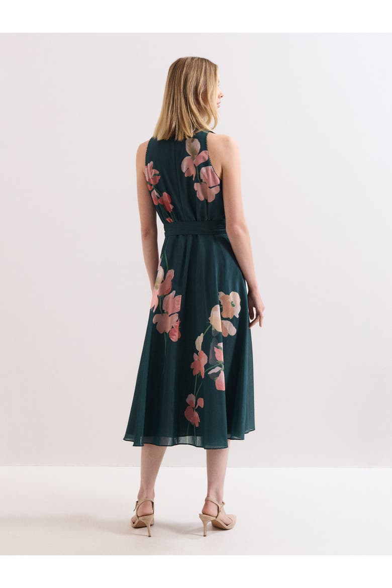 Lucinda Tie Waist Midi Dress, Alternate, color, Teal