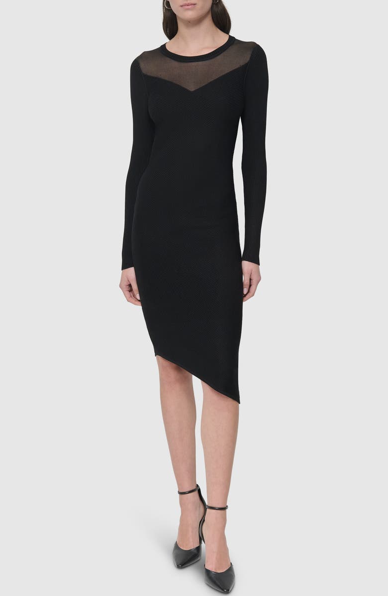 DKNY Illusion Neck Long Sleeve Dress, Main, color, 