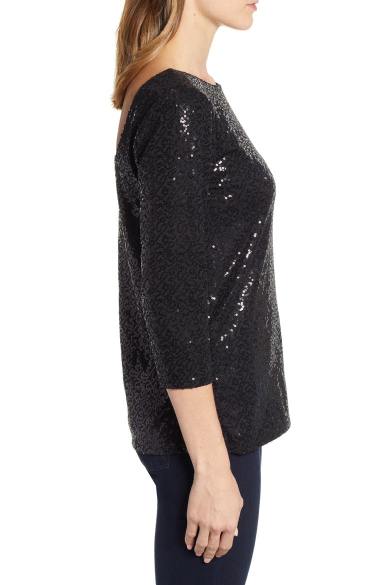 Gibson x Glam Squad Megan Sequin Embellished Scoop Back Top (Nordstrom Exclusive), Alternate, color, BLACK