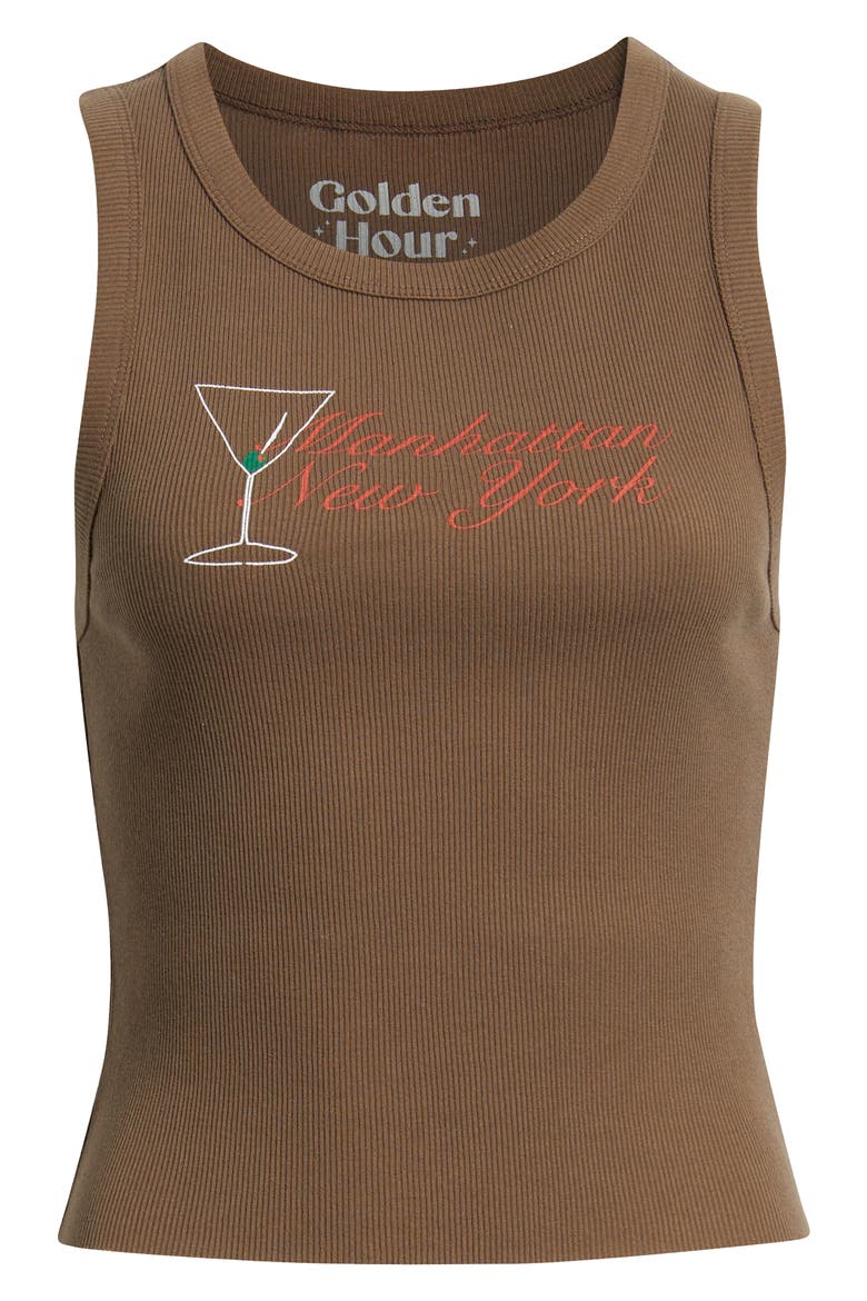 Manhattan Martini Cotton Graphic Tank, Alternate, color, COCOA