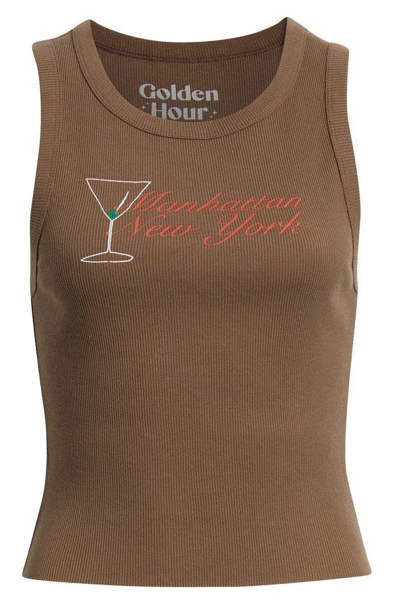 GOLDEN HOUR Manhattan Martini Cotton Graphic Tank, Alternate, color, Cocoa