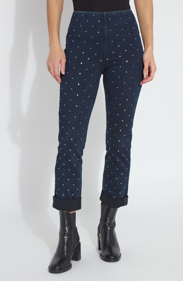 Lysse Studded Boyfriend Pants, Main, color, Indigo