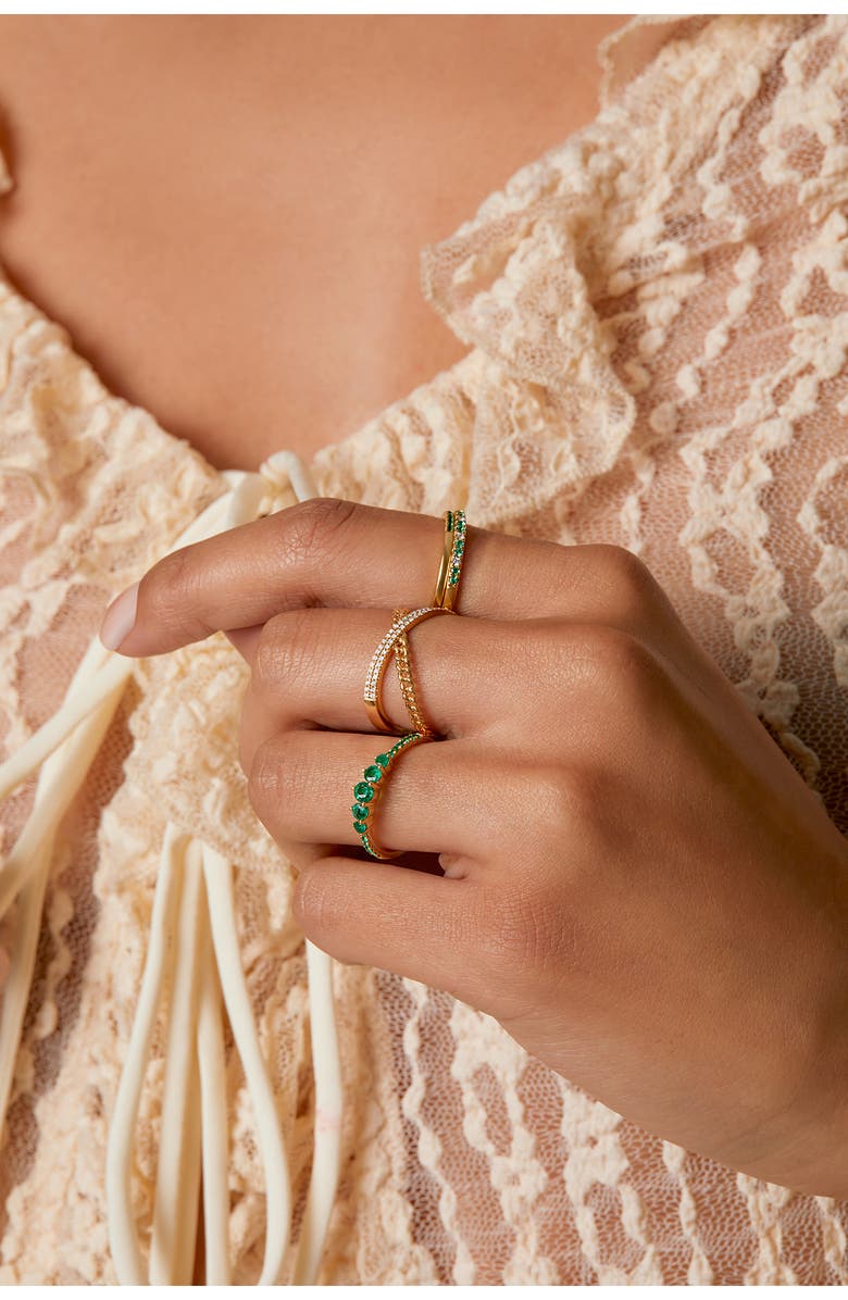 Bony Levy El Mar Emerald & Diamond Stacking Ring, Alternate, color,