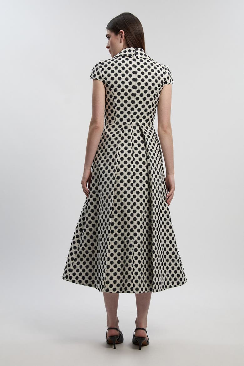 Spot Jacquard Square Neck Midi Dress, Alternate, color, Mono