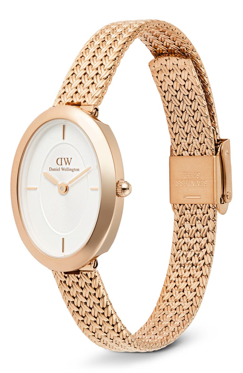 Daniel Wellington Juliette Braided Mesh Strap Watch, 20mm x 26mm, Alternate, color, Rose Gold
